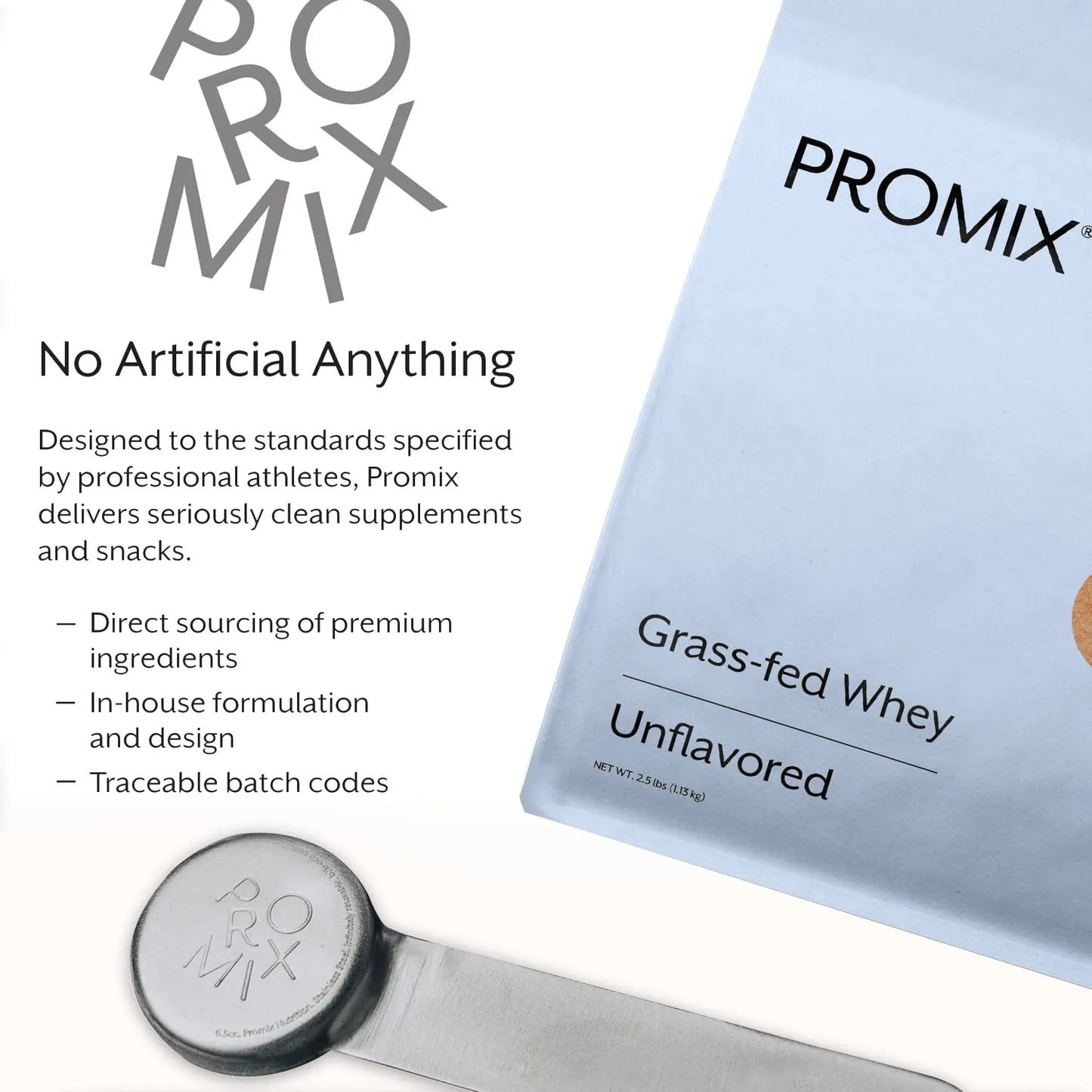 Proteína De Suero Instantánea 100% Natural Alimentada Con Pasto Promix Sin Sabor 1 Libra