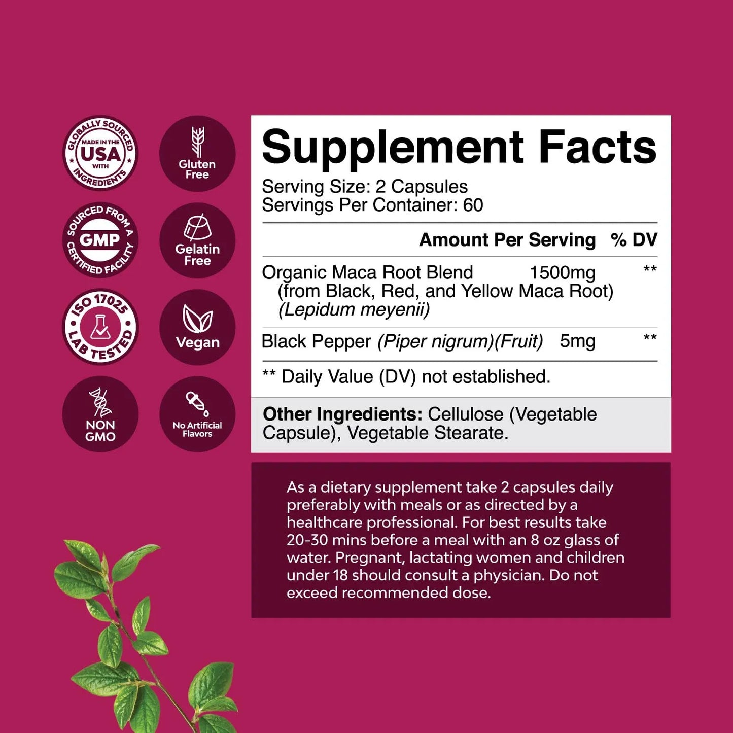 Capsulas De Raiz De Maca Organica Femenina Mezcla Mejorada Energia Y Equilibrio Hormonal