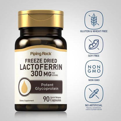Capsulas De Lactoferrina 300 Mg 90 Unidades Glicoproteina Potente Sin Omg Sin Gluten