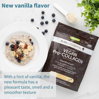 Polvo De Colageno Vegano Sabor Vainilla Con Glicina Prolina Y Vitamina C 35 Oz