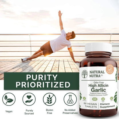Suplemento De Ajo Natural Alto En Alicina 60 Tabletas Veganas Sabor Vainilla