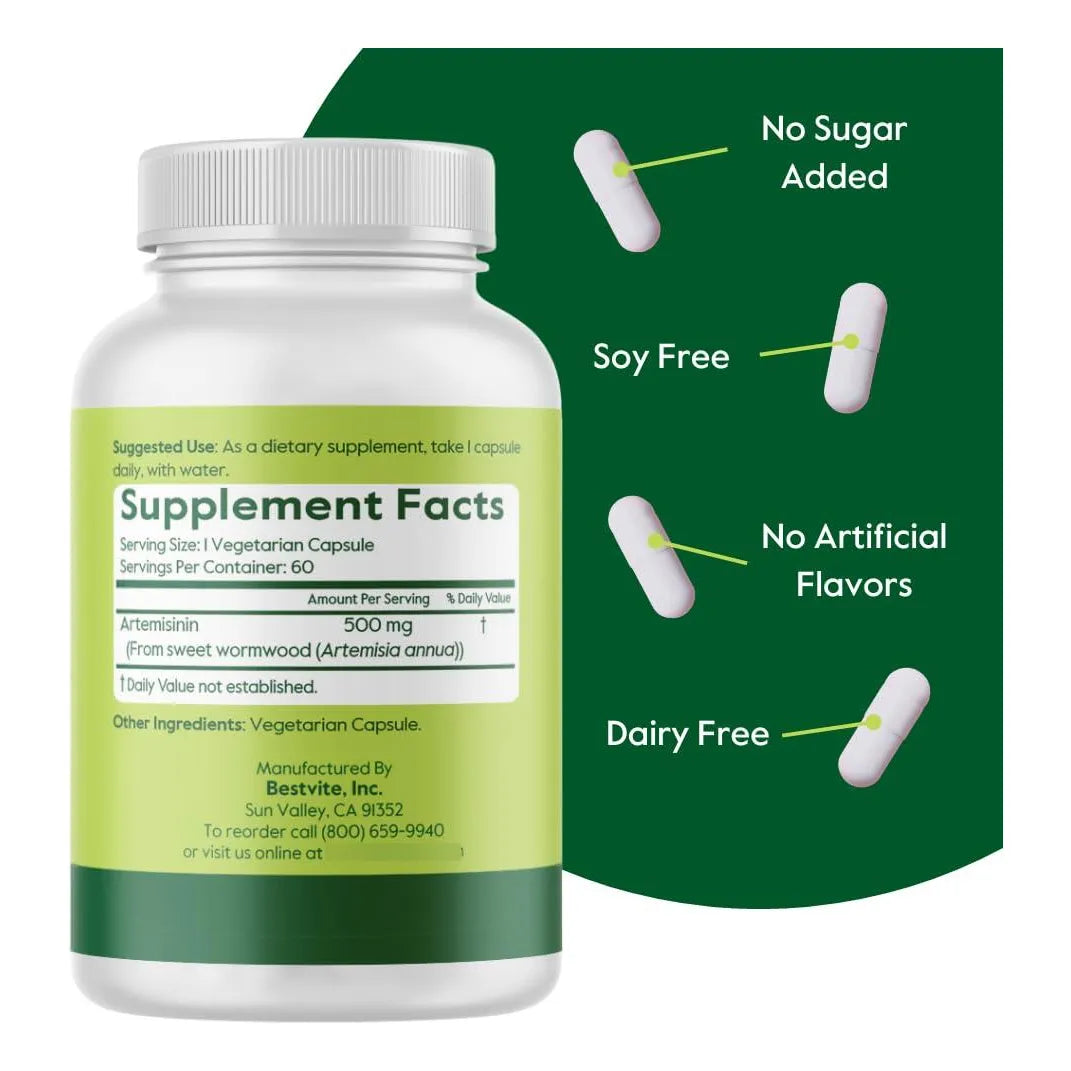 Artemisinina 500mg 60 Cápsulas Veganas Apoyo Inmunológico Y Digestivo