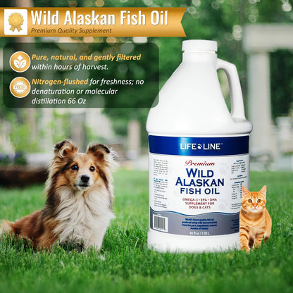 Aceite De Pescado Salvaje De Alaska Omega 3 Para Piel Y Pelo En Perros Y Gatos 66oz