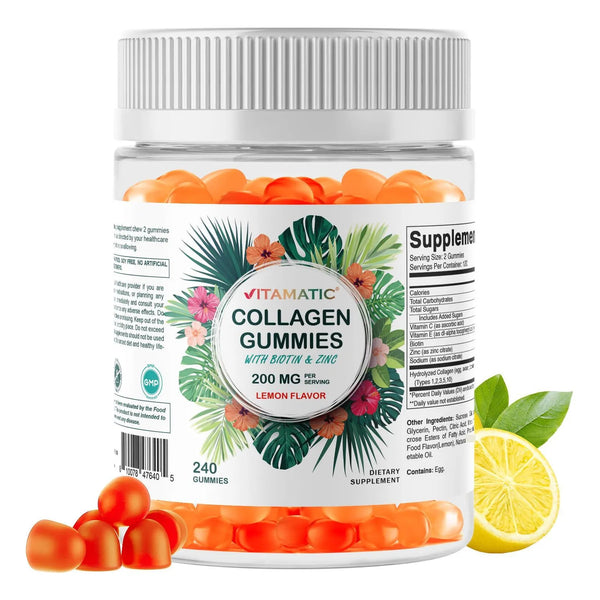 Gomitas Colageno Hidrolizado Vitamina C Zinc Biotina 200 Mg Piel Cabello Uñas