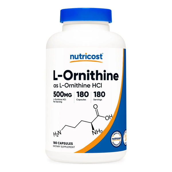 L-Ornitina 500 Mg 180 Cápsulas Para Bienestar Y Rendimiento