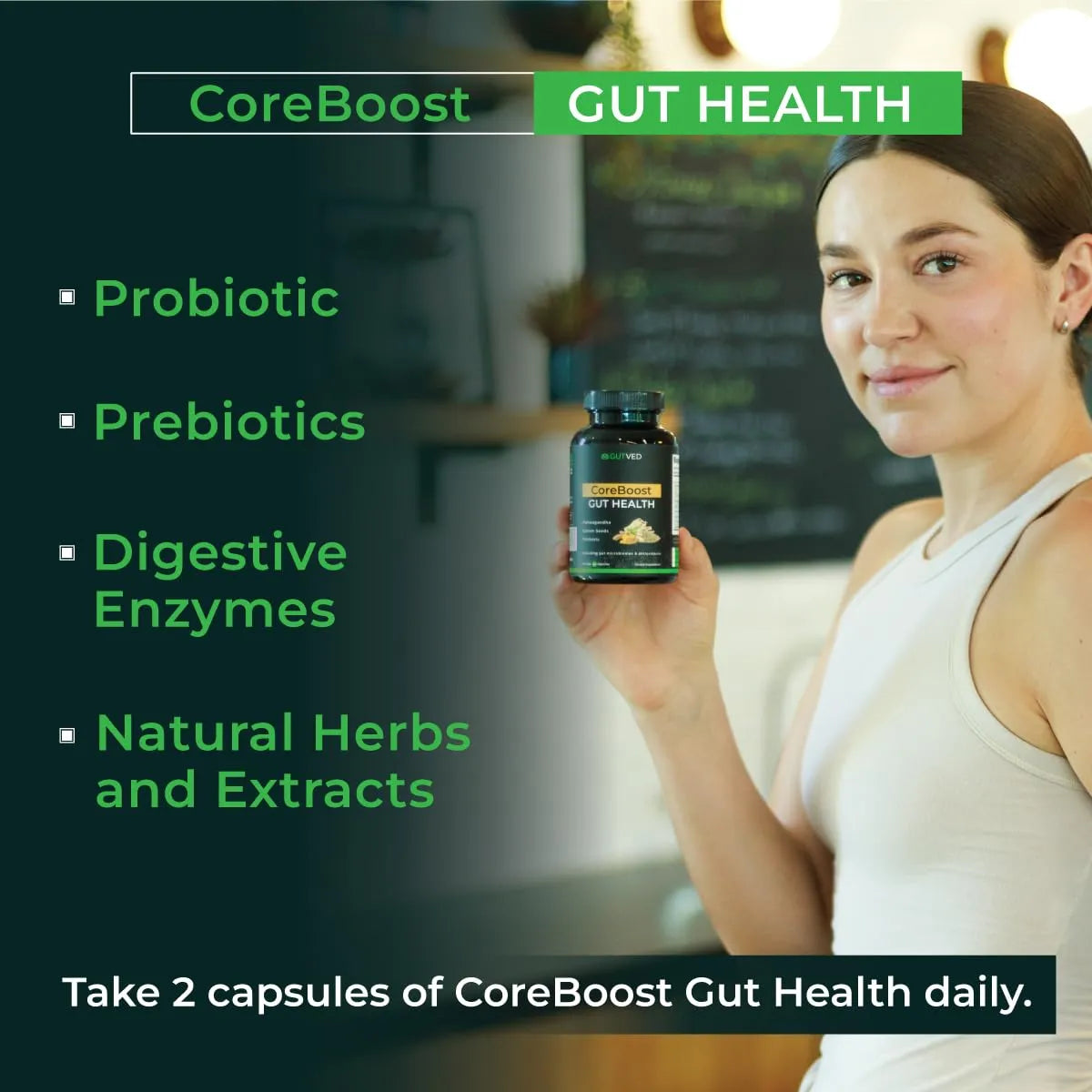 Suplemento CoreBoost Salud Intestinal Con Ashwagandha Probióticos Y Cúrcuma Alivia Hinchazón