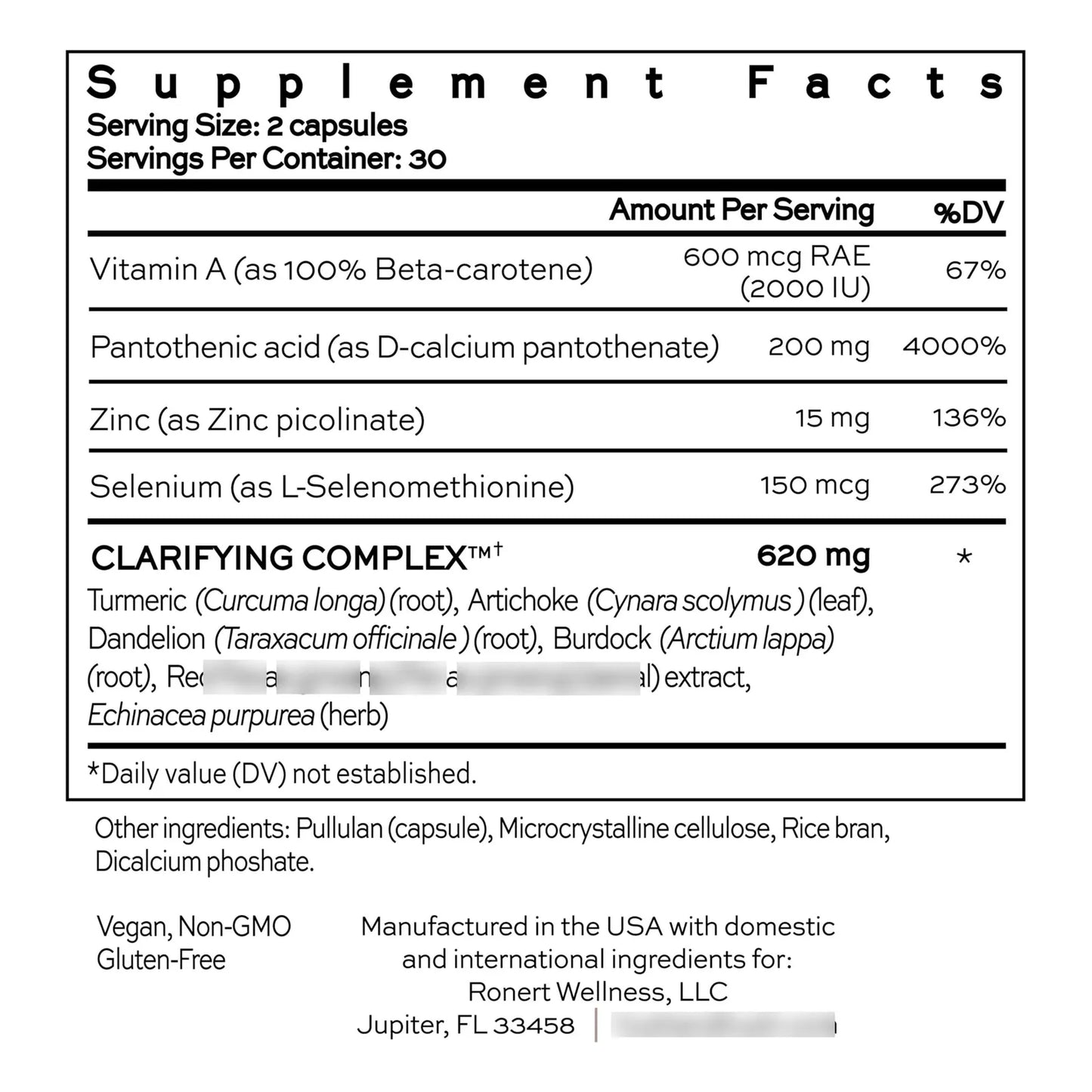 SkinCapsule Clear+ Suplemento Vegano Para Acné Con Vitamina A Y Cúrcuma