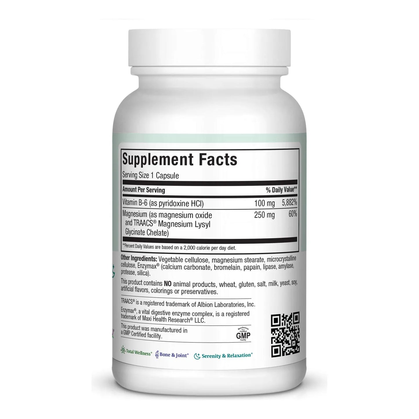 Mag 6 Magnesio Óxido Glicinato Con Vitamina B6 120 Cápsulas Alivia Calambres Migrañas