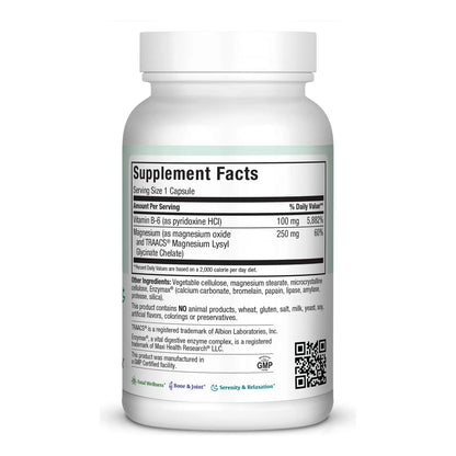 Mag 6 Magnesio Óxido Glicinato Con Vitamina B6 120 Cápsulas Alivia Calambres Migrañas