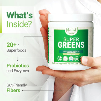 Super Greens Polvo Superfood 20 Ingredientes Organicos Vegano Energia Y Digestión