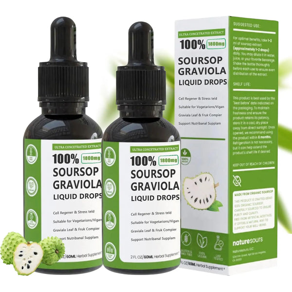 Extracto Orgánico Natural De Guanábana Líquido 1800mg Gotas Pureza Y Vitalidad