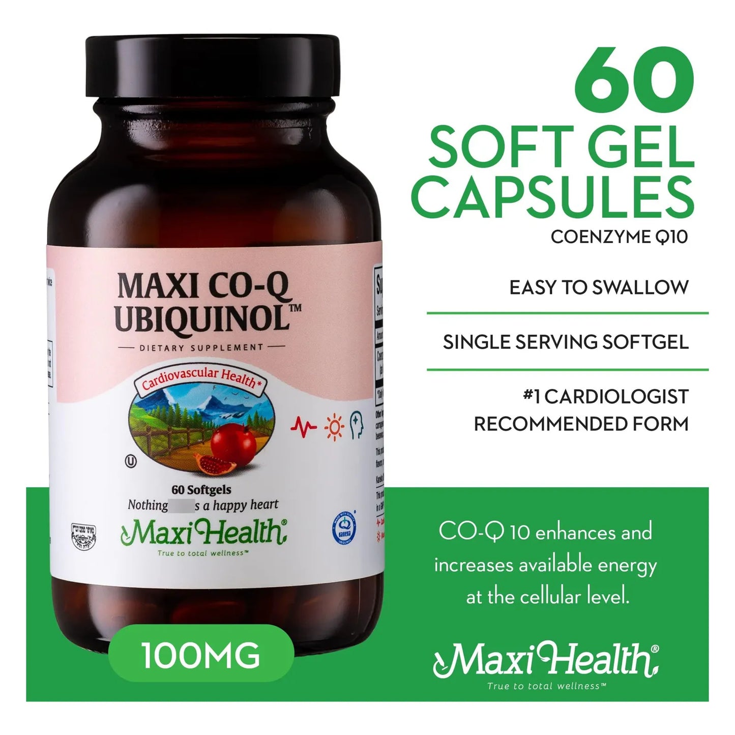 Capsulas Blandas Coq10 Ubiquinol 100 Mg 60 Unidades Suplemento Cardiovascular Energia Celular Kosher