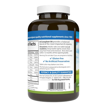 Complejo Equilibrado Vitamina B 250 Tabletas Energía Salud Nerviosa