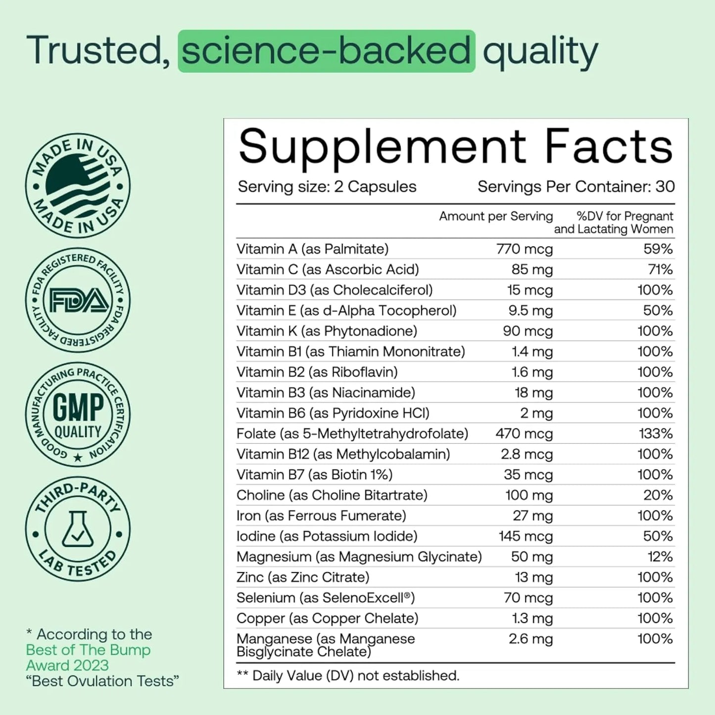 Multivitaminas Prenatales Folato Colina Apoyo Embarazo Desarrollo Fetal 60 Capsulas