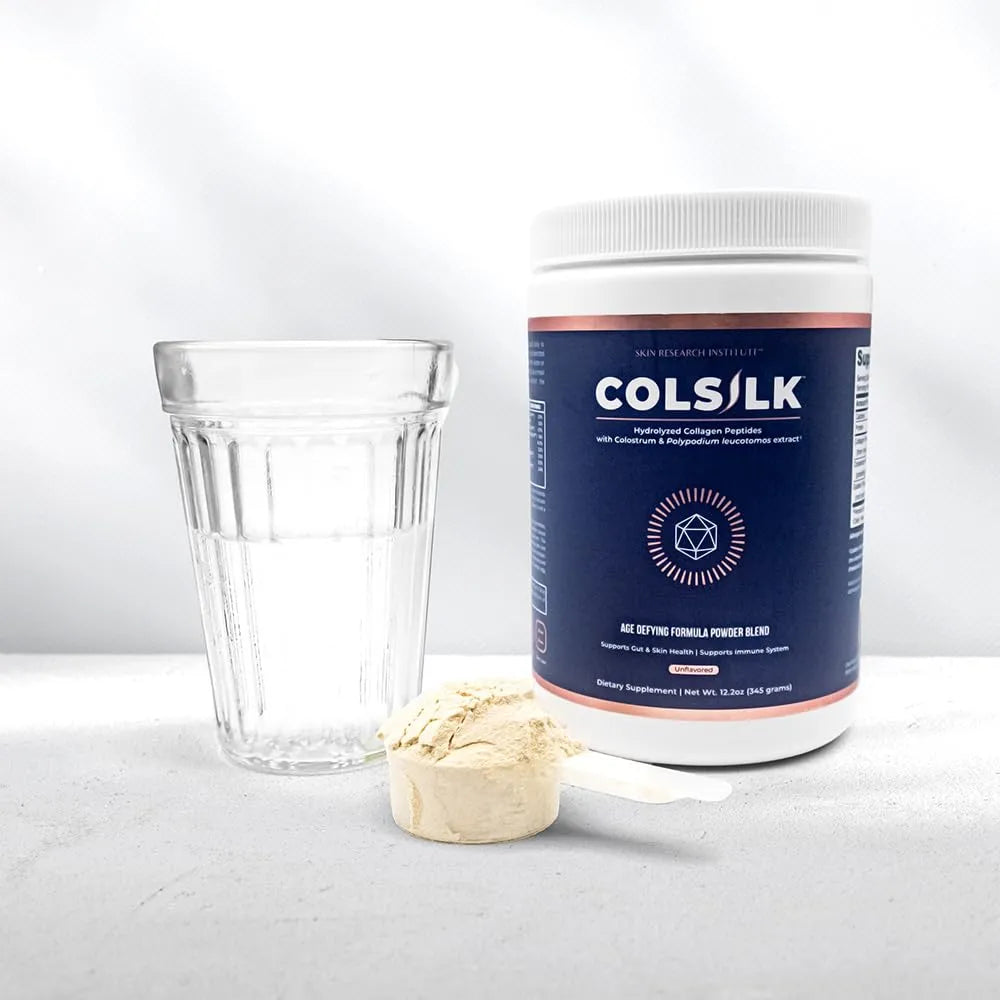 ColSilk Colageno En Polvo Con Calostro Y Polipodio Para Piel Cabello Uñas Y Articulaciones Sin Sabor
