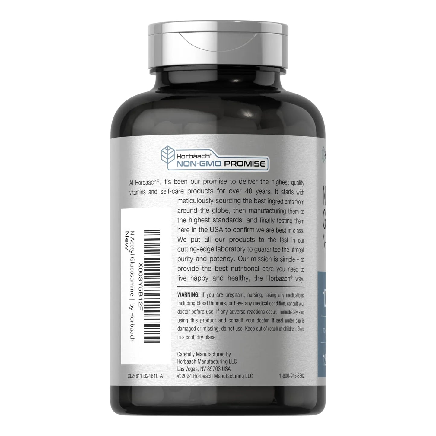 N Acetil Glucosamina 1000 Mg 120 Capsulas Horbaach Suplemento Articular Sin Gluten