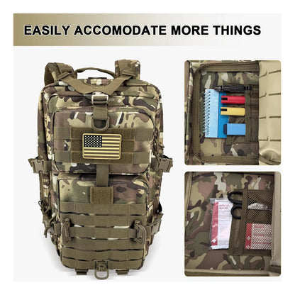Mochila Tactica Militar Campamento 3 Dias 40L Resistente Agua Sistema Molle