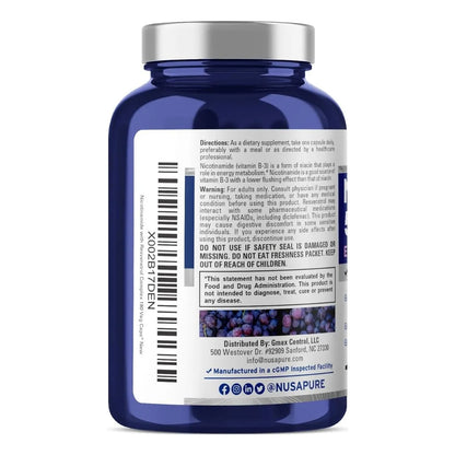 Suplemento Nussuplemento Nusapure Nicotinamide 500mg Con Resveratrol 180 Cápsulas Veganas Salud Piel Energíaapure Nicotinamid - Imagen 2