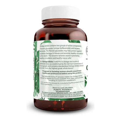 Ginkgo Biloba 60 Cápsulas Mejora Memoria Concentración Y Función Cerebral Vegano Sin Gluten