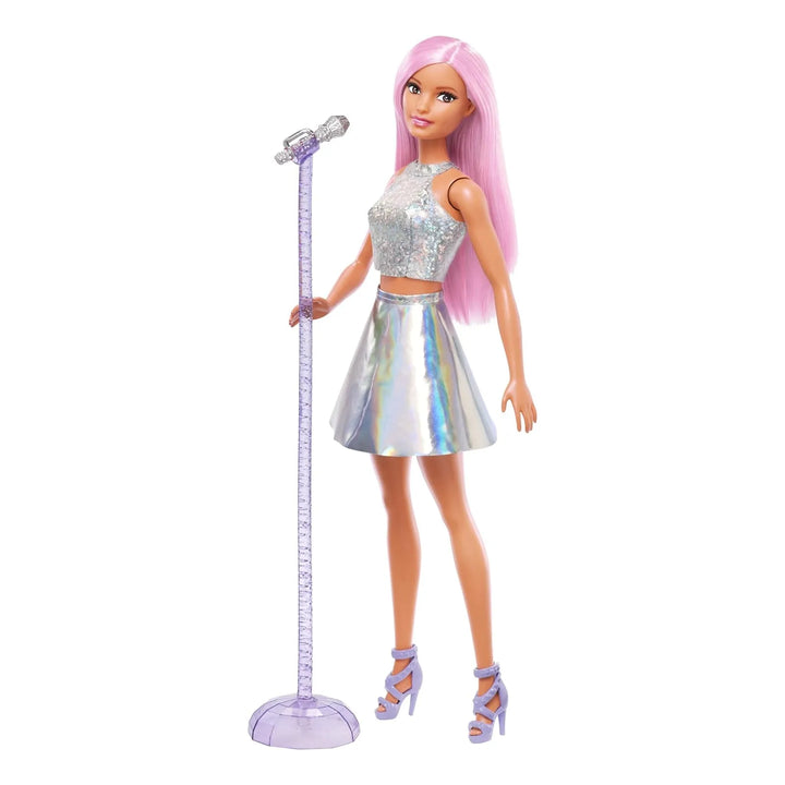 Barbie Pop Star Con Micrófono Y Cabello Rubio Mattel - Imagen 4