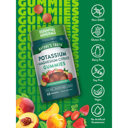 Gomitas De Citrato De Magnesio Y Potasio 60 Unidades Suplemento Vegano Sin Gluten