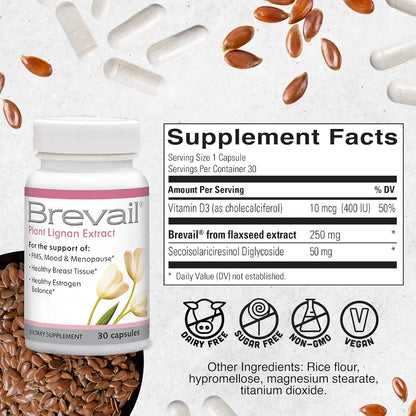 Cápsulas De Extracto De Lignano 50 Mg Brevail Para Salud Mamaria Y Hormonal