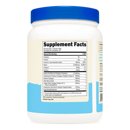 Complejo Proteínas Colágeno Múltiple Sabor Neutro 30 Porciones Nutricost Suplemento Con Biotina Y Ácido Hialurónico