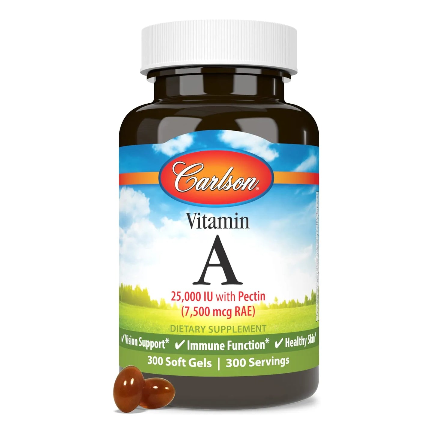 Vitamina A 25000 Ui Con Pectina Para Vision Nocturna Y Piel Saludable 300 Capsulas