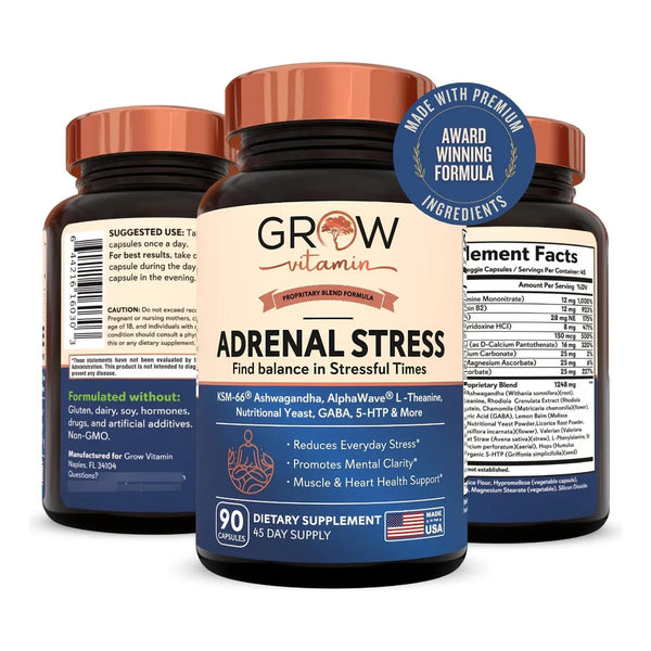 Fórmula Avanzada De Estrés Suprarrenal Con Ashwagandha KSM66 Y LTeanina 90 Cápsulas