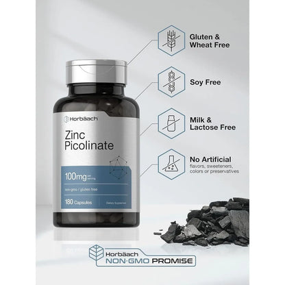 Horbäach Zinc Picolinate 100mg 120 Cápsulas - Imagen 3