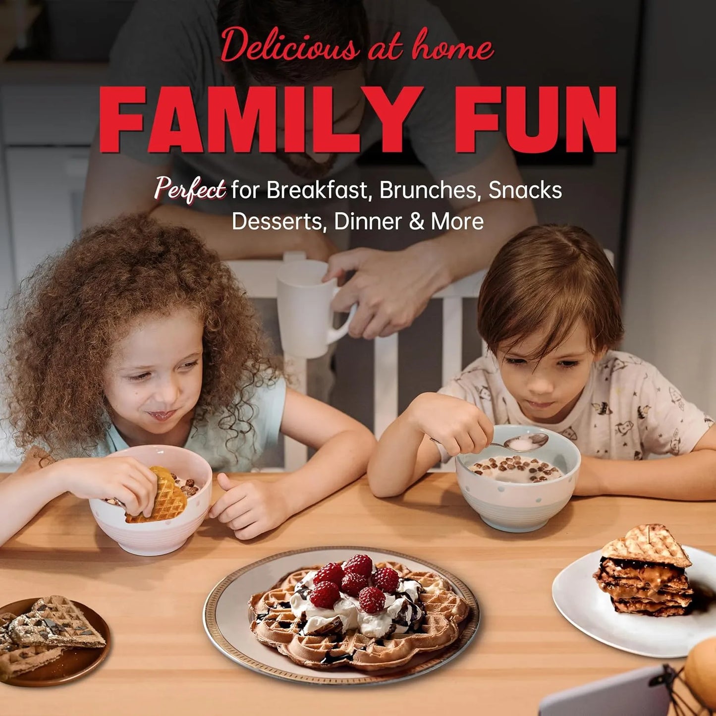 Mini Waflera Corazón Control Dorado Cocina Waffles Perfectos