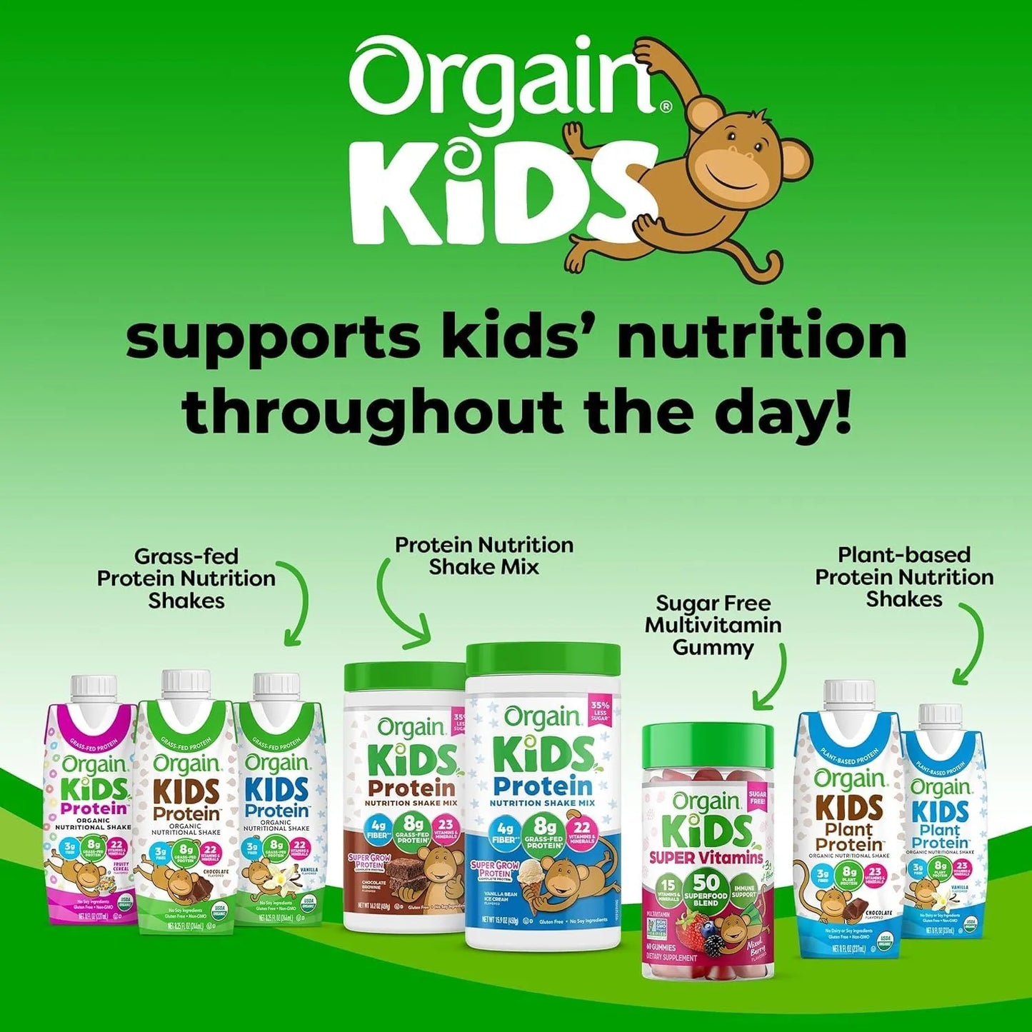 Batido Nutricional Orgánico Para Niños Sabor Fresa Orgain Kids 8.25 Oz Paquete De 12