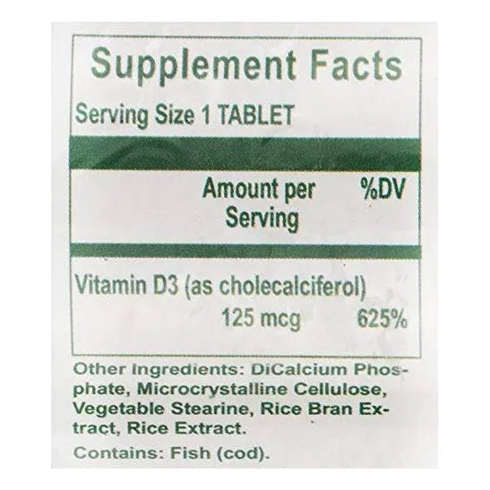 Vitamina D3 5000 UI 120 Tabletas NutriWest Suplemento Para Huesos E Inmunidad