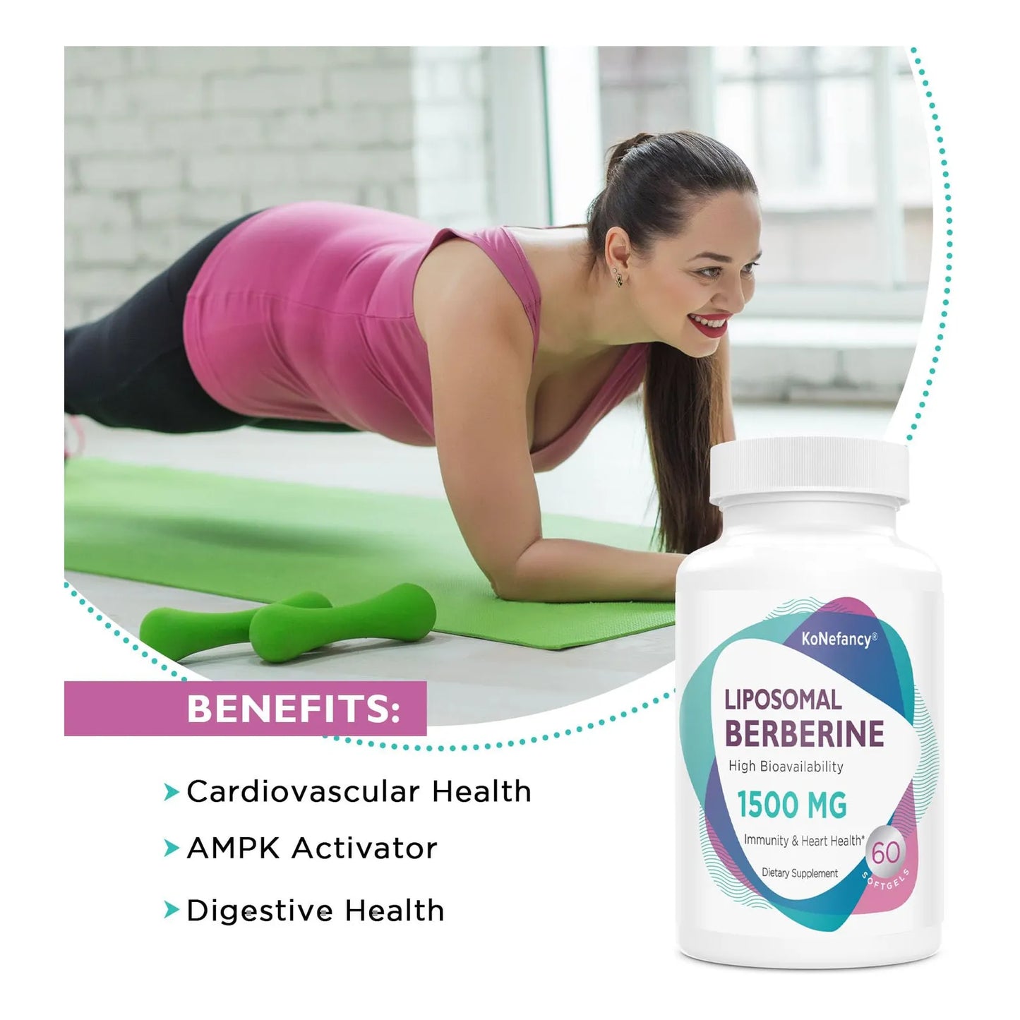 Berberina Liposomal 1500 Mg Alta Biodisponibilidad Cápsulas Para Salud Cardiovascular