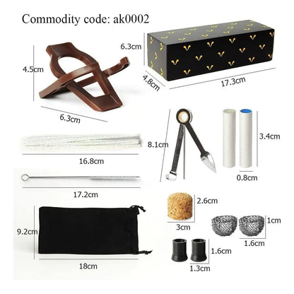 Tubo De Fumar De Ebano Hecho A Mano Con 10 Accesorios Kit Completo