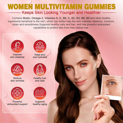 Gomitas Multivitaminicas Sin Azucar Con Omega3 Para Mujer Piel Cabello Uñas