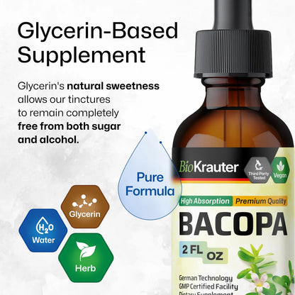 Gotas De Bacopa Monnieri Bio 60ml Apoyo Cerebral Vegano Sin Alcohol
