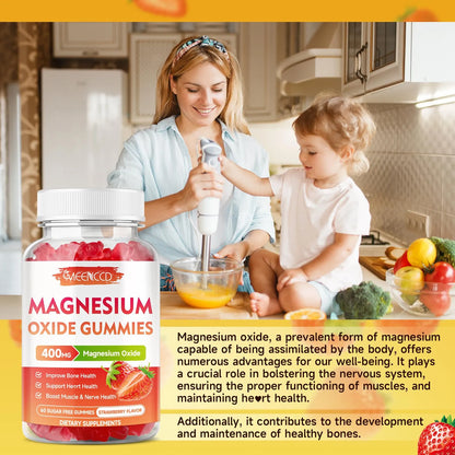 Gomitas Masticables De Óxido De Magnesio 400 Mg Sabor Fresa Suplemento Nervioso Y Muscular