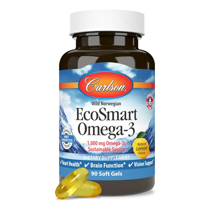 Omega 3 Carlson EcoSmart 90 Cápsulas Sostenible Corazón Cerebro