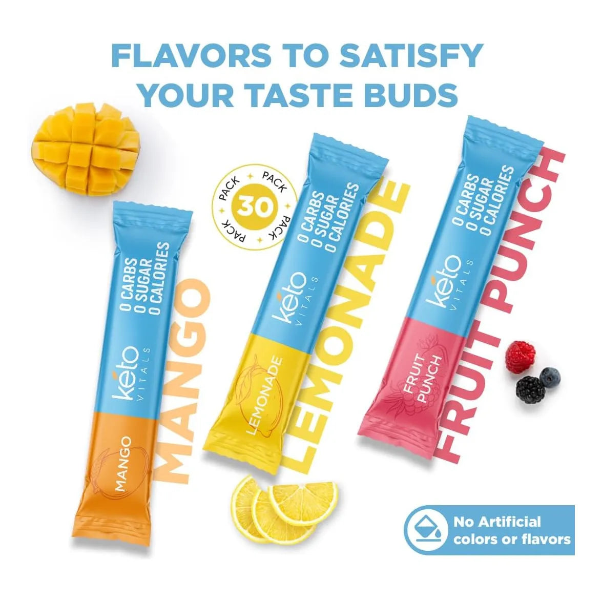 Electrolitos En Polvo Sabor Tropical Keto Vitals Paquetes Individuales Hidratacion Energia