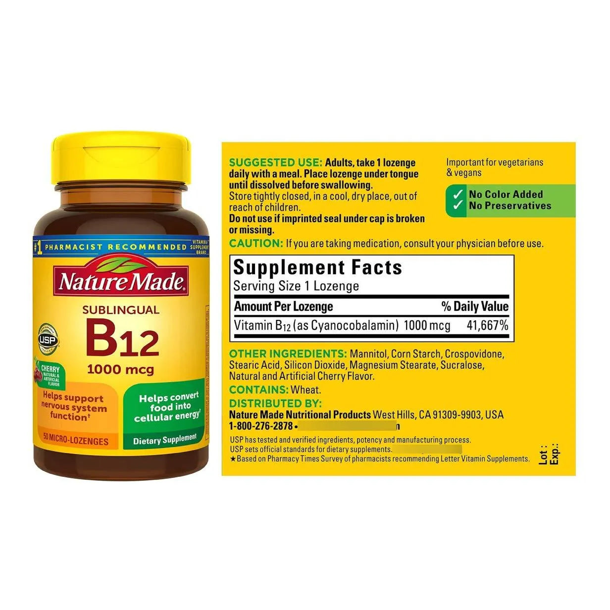 Vitamina B12 1000 Mcg Micro Pastillas Sabor Cereza Paquete De 50 Unid