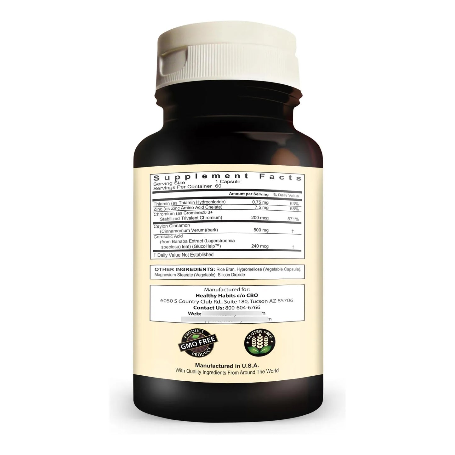 StrictionD Extracto De Banaba Canela De Ceilán Y Crominex 3 Suplemento Natural Para Azúcar Y Presión