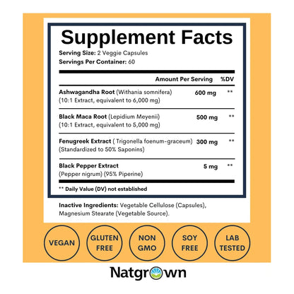 Ashwagandha Fenogreco Y Maca Capsulas Veganas 120 Unidades Energia Y Equilibrio Hormonal