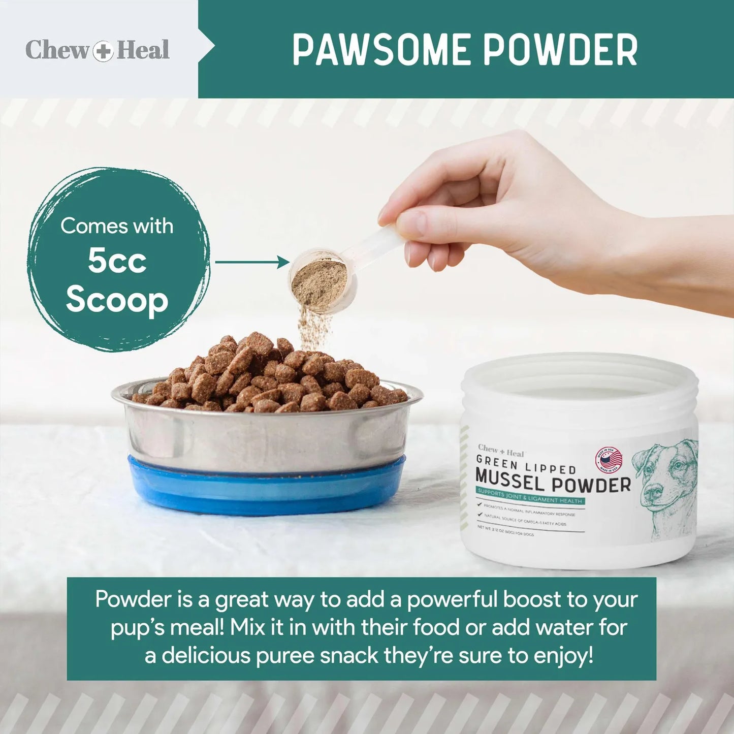 Polvo De Mejillon De Labios Verdes Para Perros 6 Oz Salud Articular