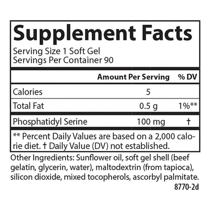 Fosfatidilserina 100 Mg Capsulas Blandas Soporte Cerebral Natural