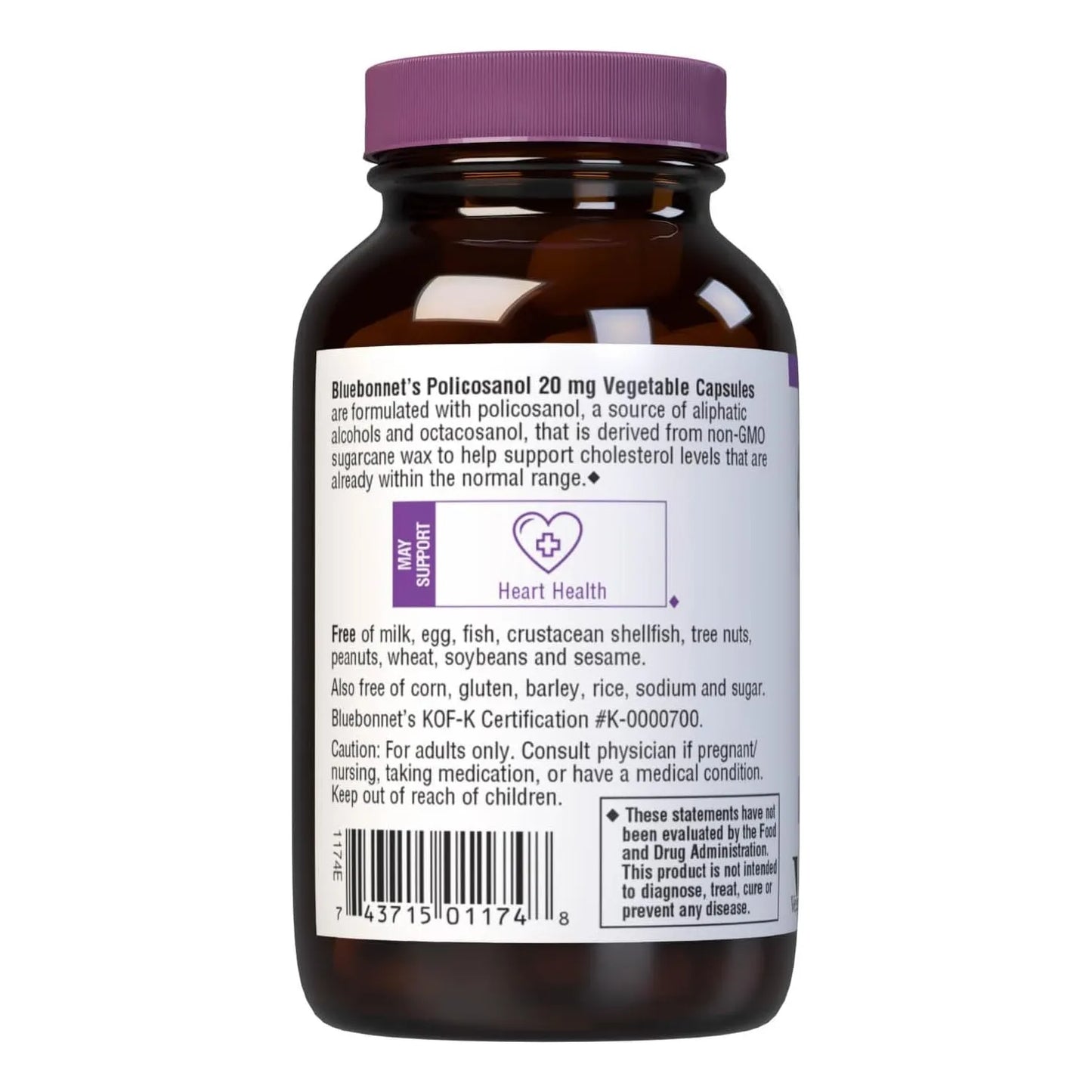 Policosanol Natural 60 Tabletas 20 Mg Salud Cardiovascular Vegano Sin Gluten