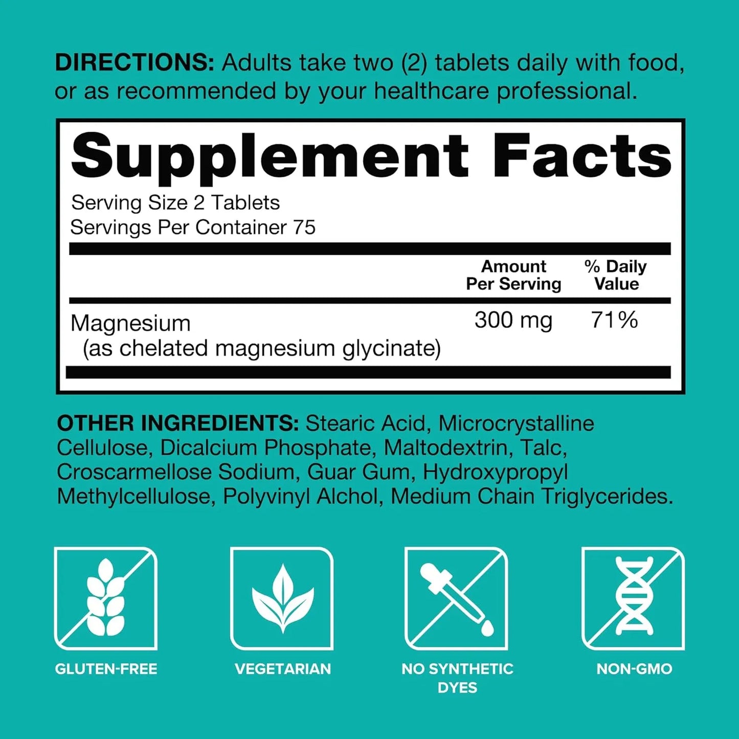 Glicinato De Magnesio 300 Mg 150 Tabletas Quelatadas Qunol Suplemento Muscular