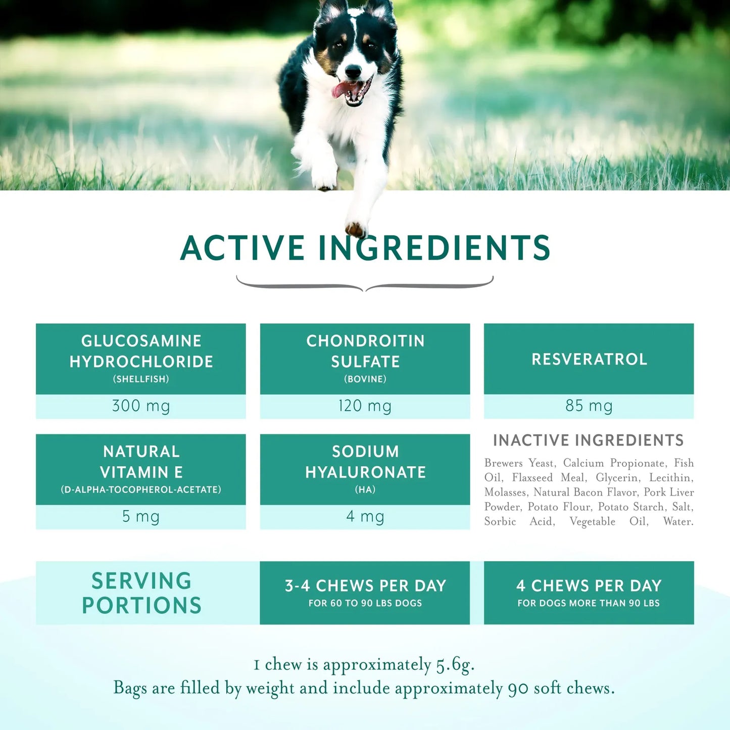 Masticables Suaves Para Perros Grandes Con Resveratrol Glucosamina Condroitina Sabor Tocino