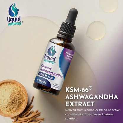 Gotas De Ashwagandha KSM 66 2000 Mg Sabor A Bayas Naturales Suplemento Para Energía Y Bienestar