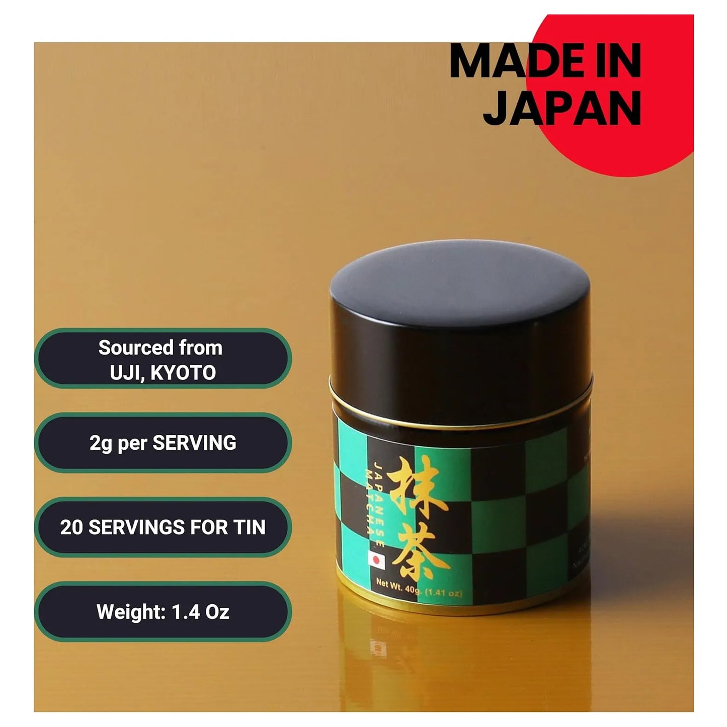 Té Verde Molido A Piedra Kyoto Uji Grado Ceremonial 40g Matcha Japonés Auténtico